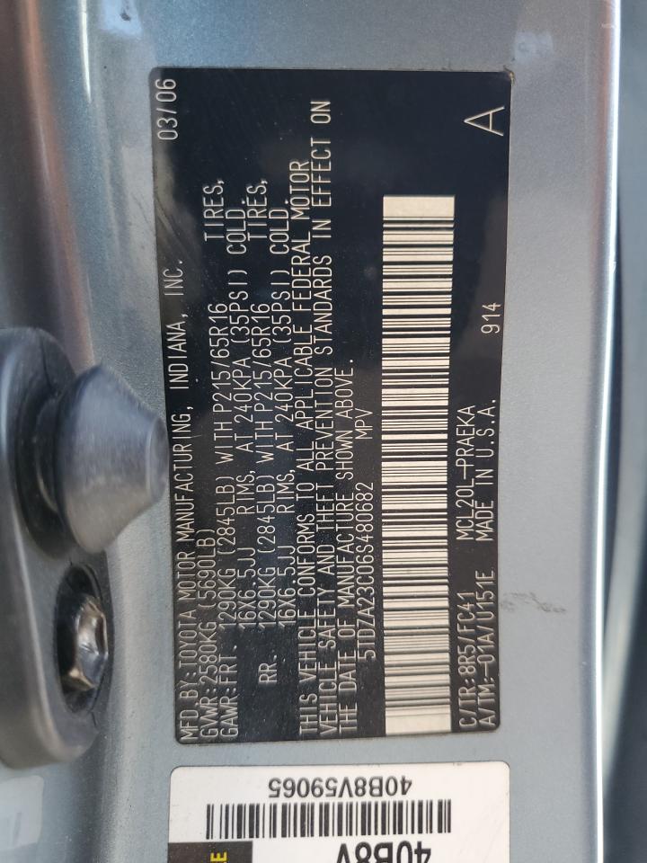2006 Toyota Sienna VIN 5TDZA23C06S480682 Copart auction photo, side / rear end damage thumbnail 13