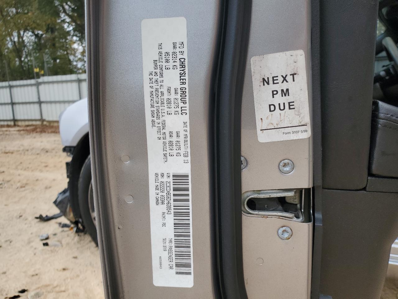 2013 Dodge Charger VIN 2C3CDXBG6DH639543 Copart auction photo, front end / side damage thumbnail 14
