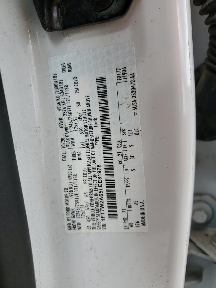 2020 Ford F250 VIN 1FT7W2A65LEE81978 Copart auction photo, front end damage thumbnail 13