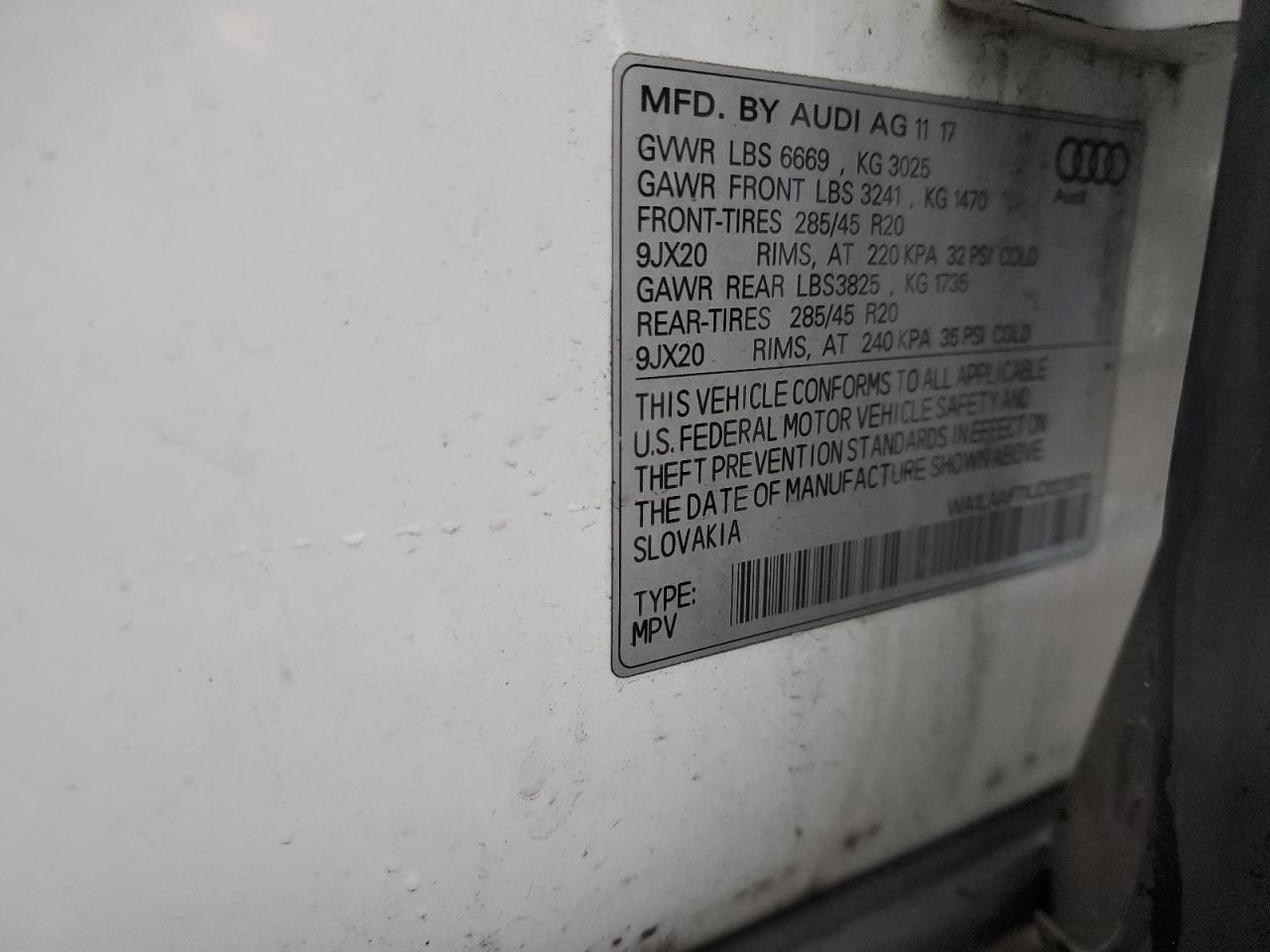 2018 Audi Q7 VIN WA1LAAF7XJD023973 Copart auction photo, front end damage thumbnail 13