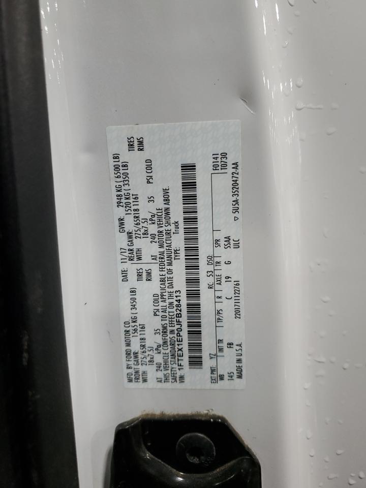 2018 Ford F-150 VIN 1FTEX1EP0JFB28413 Copart auction photo, front end / side damage thumbnail 13