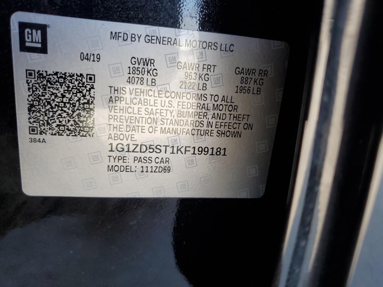 2019 Chevrolet Malibu VIN 1G1ZD5ST1KF199181 Copart auction photo, rear end damage thumbnail 14
