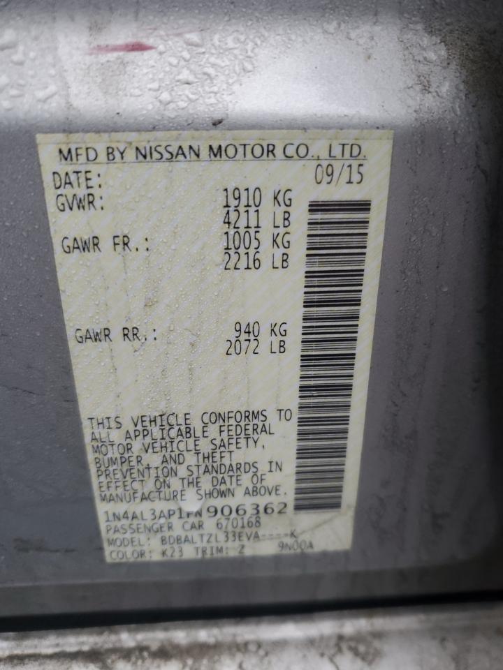 2015 Nissan Altima VIN 1N4AL3AP1FN906362 Copart auction photo, front end damage thumbnail 12