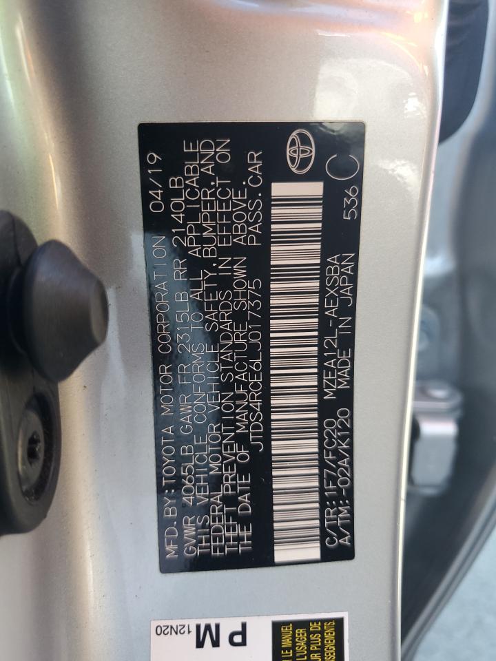 2020 Toyota Corolla VIN JTDS4RCE6LJ017375 Copart auction photo, rear end damage thumbnail 12