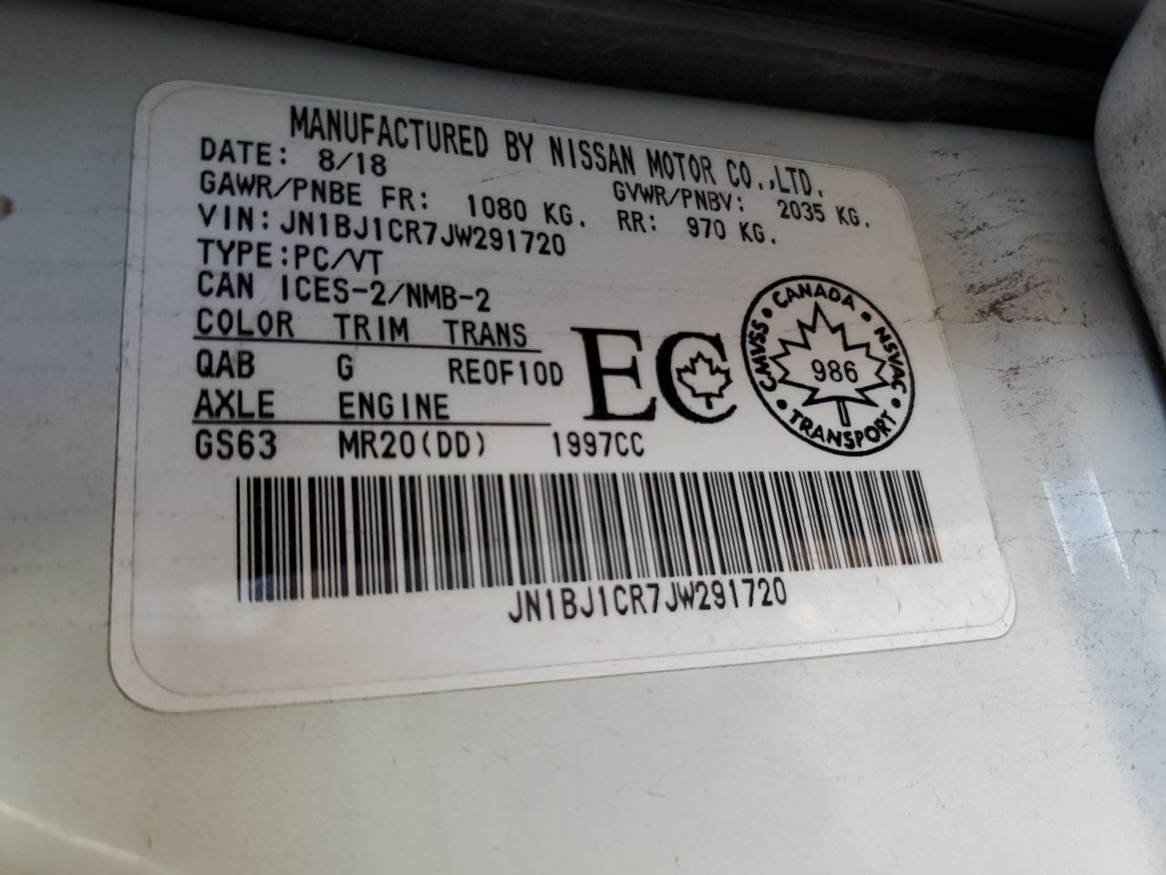 2018 Nissan Rogue VIN JN1BJ1CR7JW291720 Copart auction photo, hail / front end damage thumbnail 13