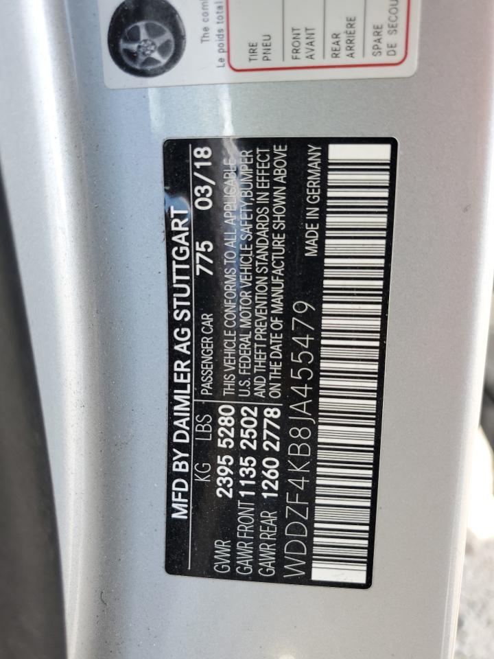 2018 Mercedes-Benz E-klasse VIN WDDZF4KB8JA455479 Copart auction photo, all over damage thumbnail 15