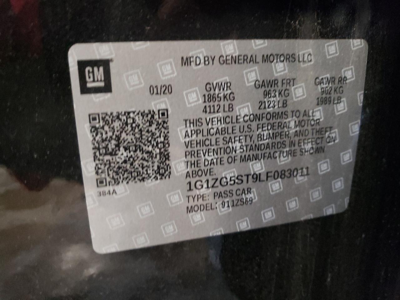 2020 Chevrolet Malibu VIN 1G1ZG5ST9LF083011 Copart auction photo, all over damage thumbnail 12
