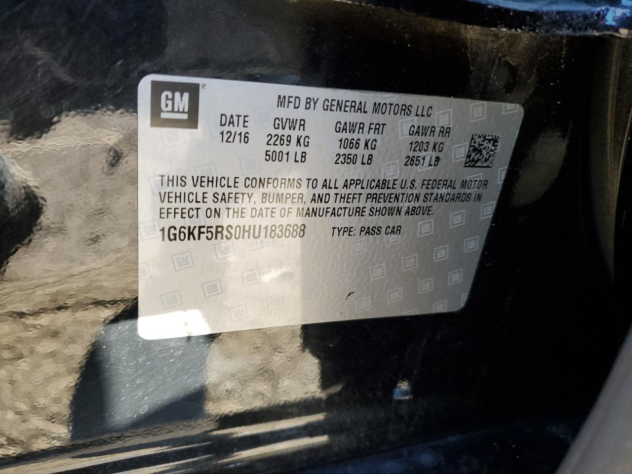 2017 Cadillac CT6 VIN 1G6KF5RS0HU183688 Copart auction photo, water/flood damage thumbnail 12