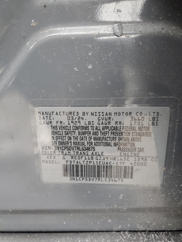 2024 Nissan Kicks VIN 3N1CP5DV7RL534675 Copart auction photo, rear end damage thumbnail 13