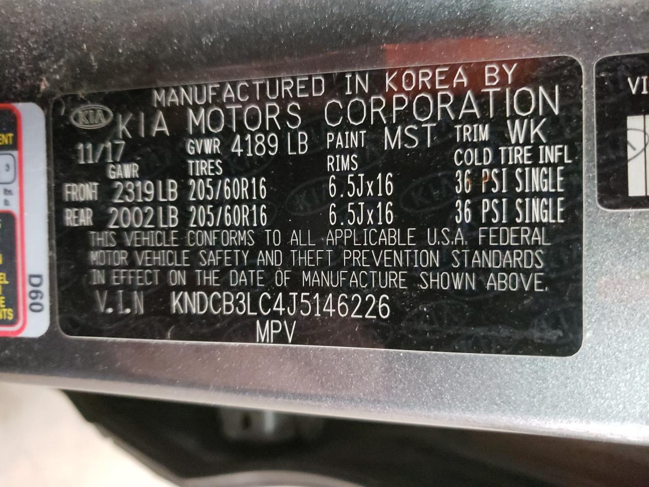 2018 KIA Niro VIN KNDCB3LC4J5146226 Copart auction photo, hail damage thumbnail 13