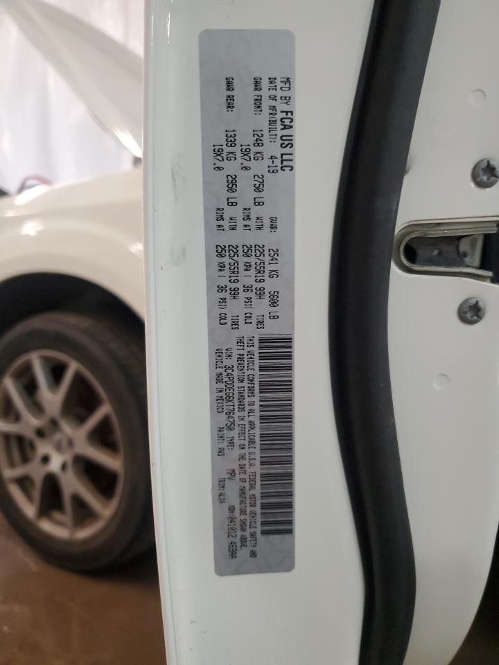 2019 Dodge Journey VIN 3C4PDDEG6KT764750 Copart auction photo, rear end / side damage thumbnail 13