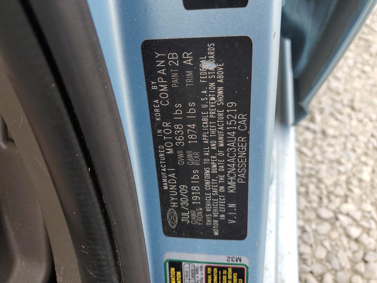 2010 Hyundai Accent VIN KMHCN4AC3AU415219 Copart auction photo, all over damage thumbnail 13