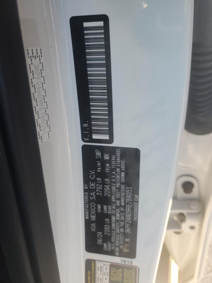 2024 KIA Forte VIN 3KPF24AD9RE784051 Copart auction photo, water/flood damage thumbnail 14