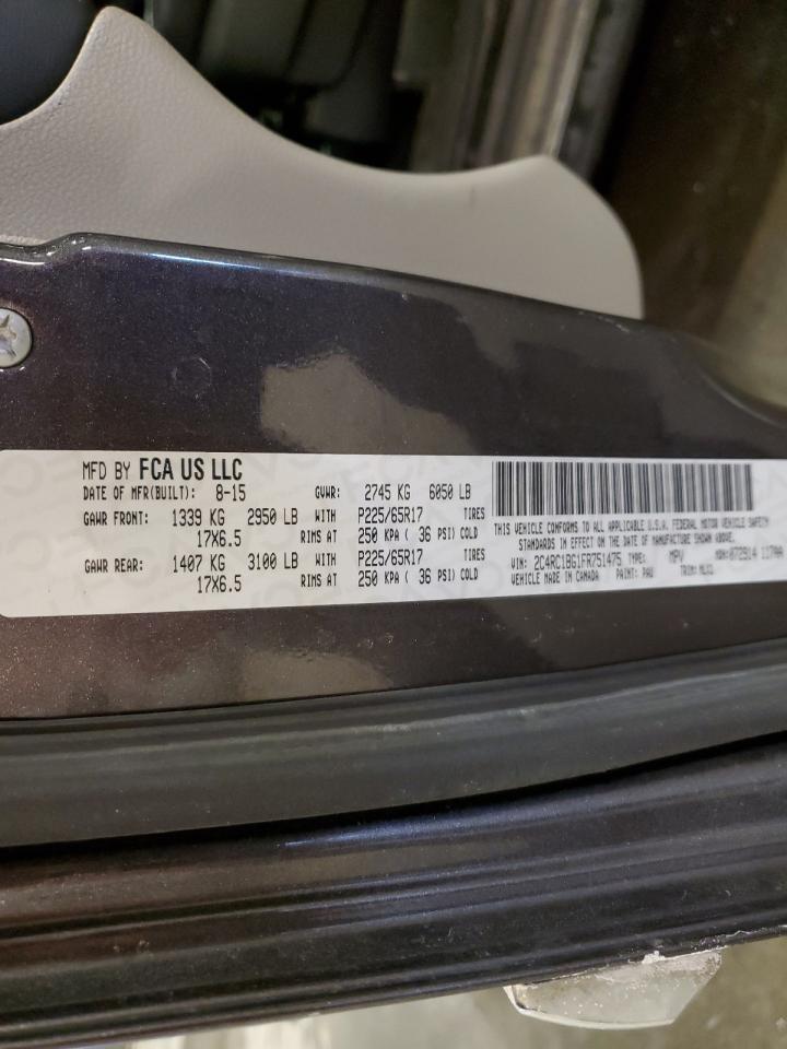 2015 Chrysler Town & Country VIN 2C4RC1BG1FR751475 Copart auction photo, front end damage thumbnail 13