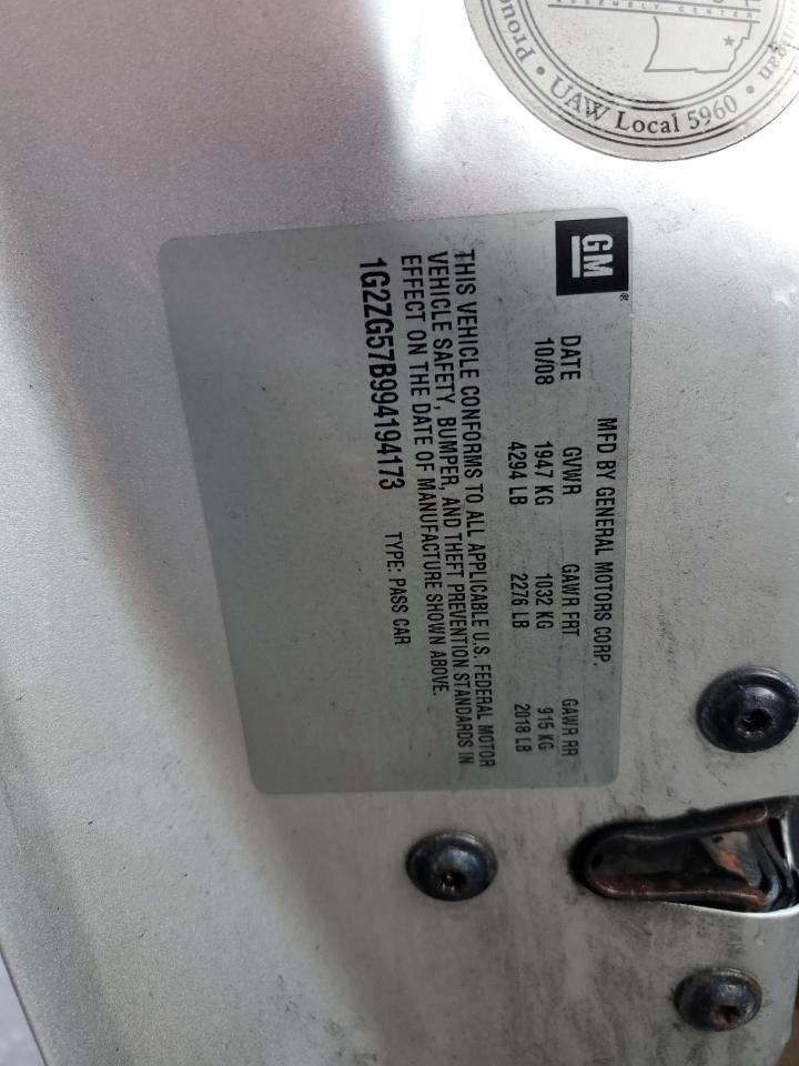 2009 Pontiac G6 VIN 1G2ZG57B994194173 Copart auction photo, rear end / side damage thumbnail 12