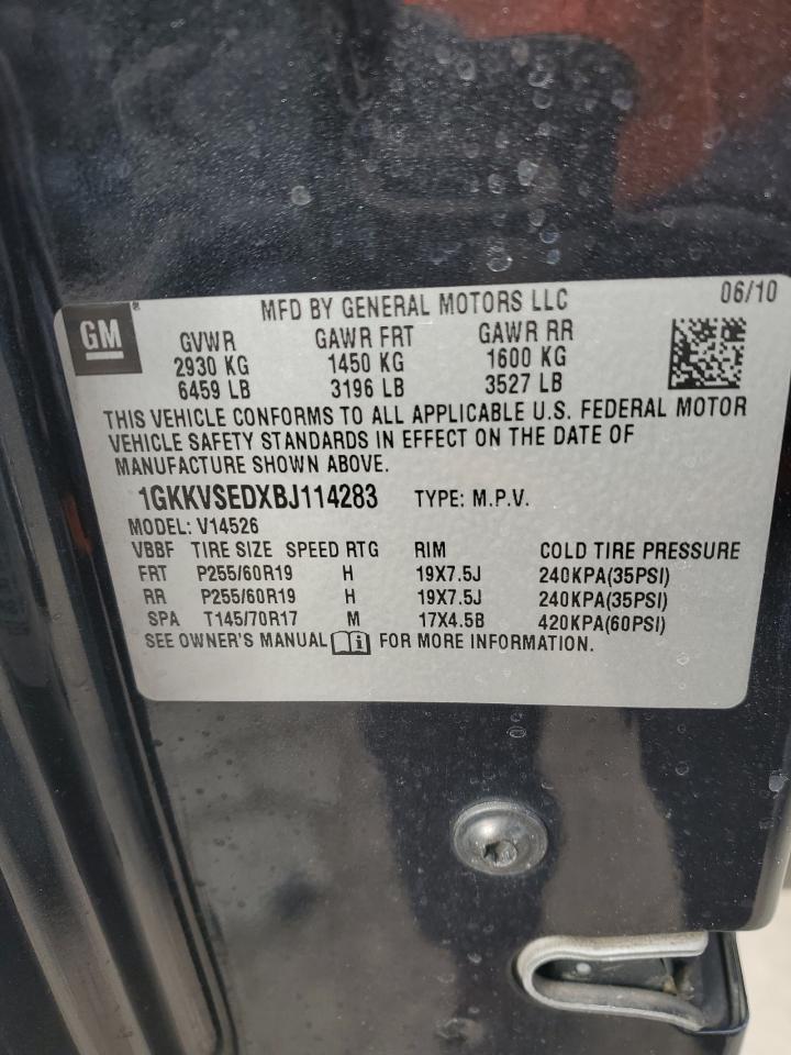 2011 GMC Acadia VIN 1GKKVSEDXBJ114283 Copart auction photo, front end damage thumbnail 13