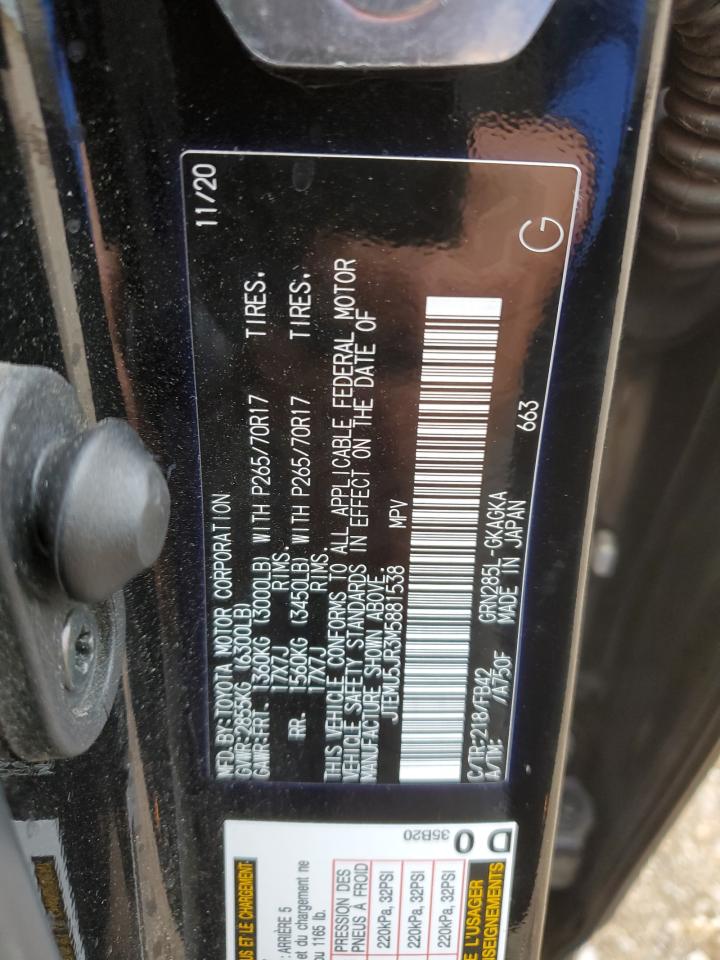 2021 Toyota 4Runner VIN JTEMU5JR3M5881538 Copart auction photo, all over / undercarriage damage thumbnail 16
