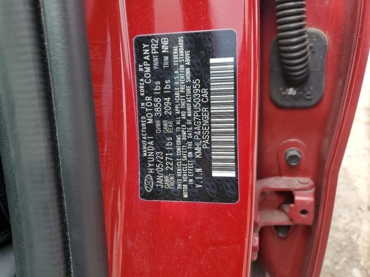 2023 Hyundai Elantra VIN KMHLP4AG7PU503955 Copart auction photo, rear end damage thumbnail 12