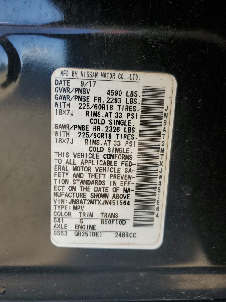 2018 Nissan Rogue VIN JN8AT2MTXJW451564 Copart auction photo, front end damage thumbnail 14