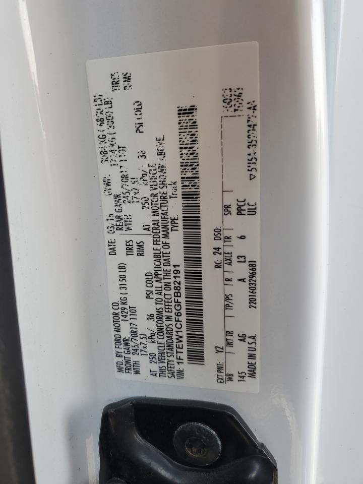 2016 Ford F-150 VIN 1FTEW1CF6GFB82191 Copart auction photo, water/flood damage thumbnail 13
