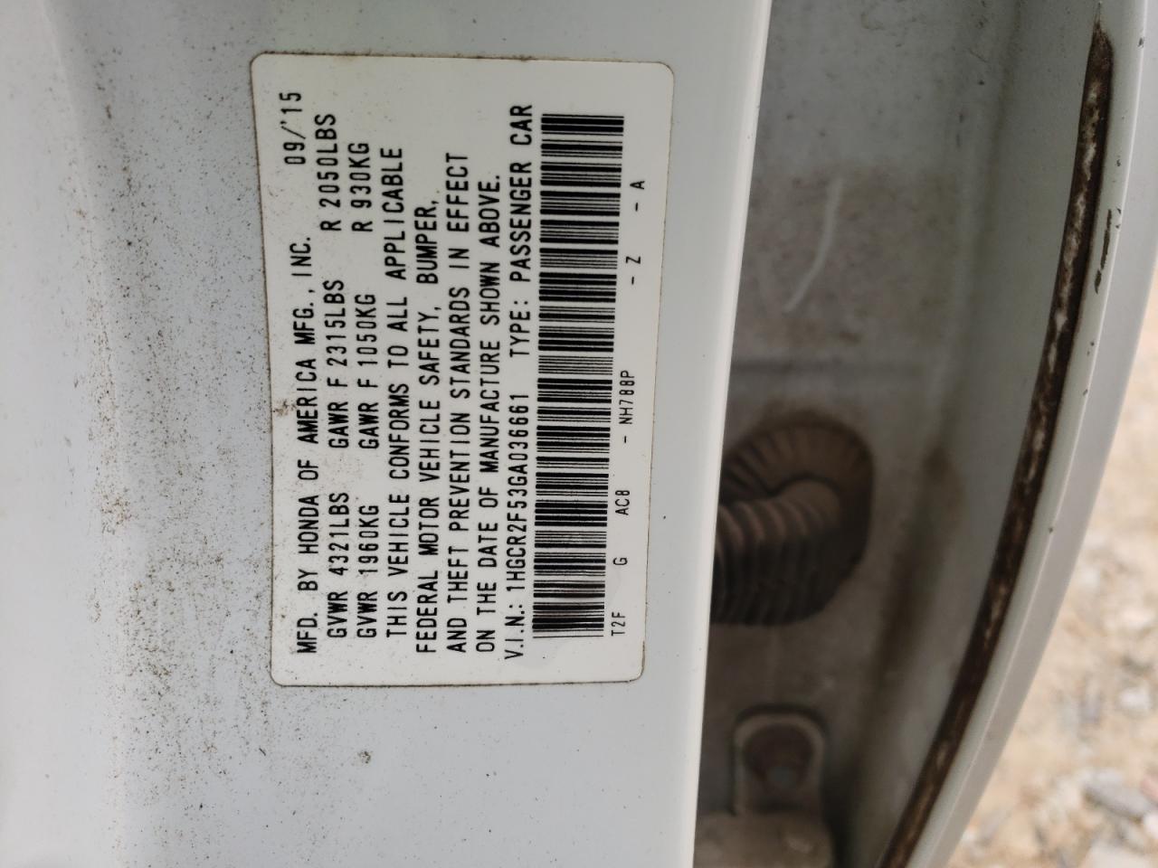 2016 Honda Accord VIN 1HGCR2F53GA036661 Copart auction photo, front end damage thumbnail 14