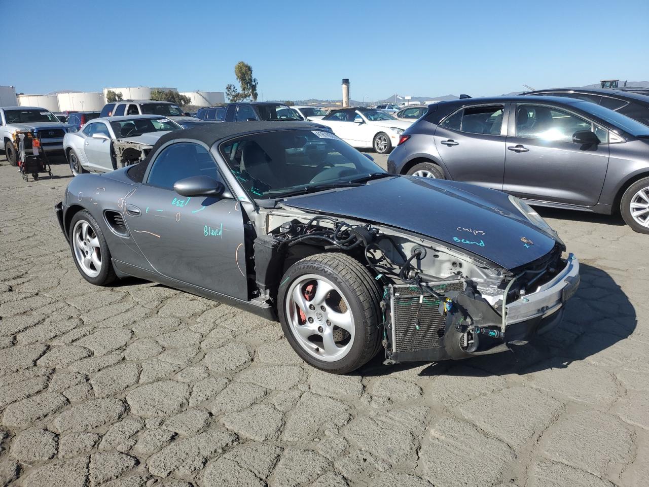 2001 Porsche Boxster VIN WP0CB29881U661152 Copart auction photo, all over damage thumbnail 4