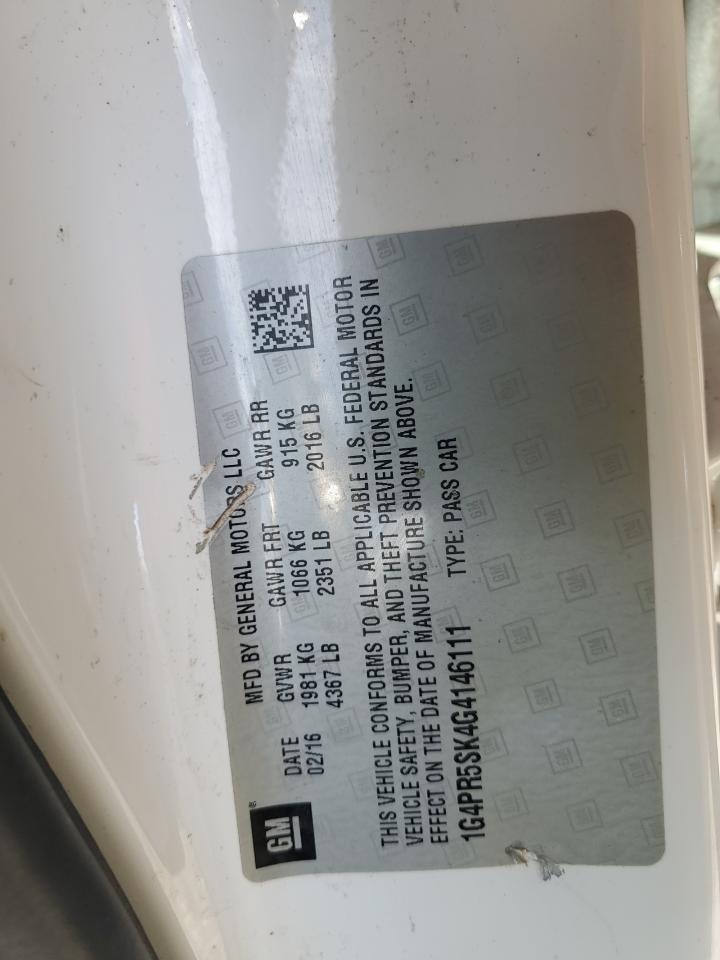 2016 Buick Verano VIN 1G4PR5SK4G4146111 Copart auction photo, front end damage thumbnail 12
