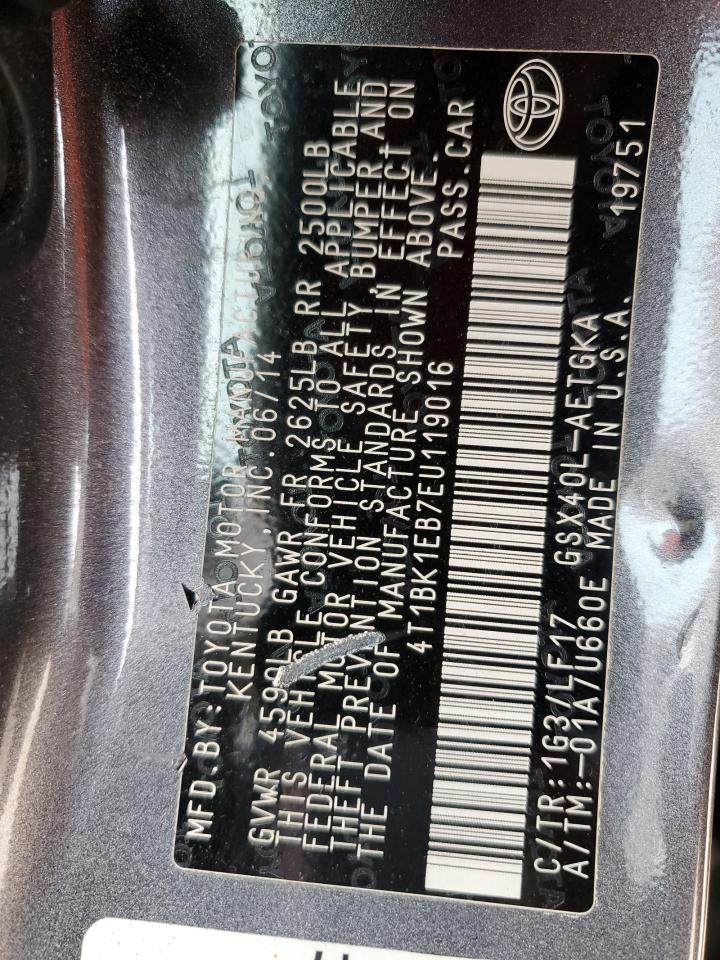 2014 Toyota Avalon VIN 4T1BK1EB7EU119016 Copart auction photo, all over damage thumbnail 12
