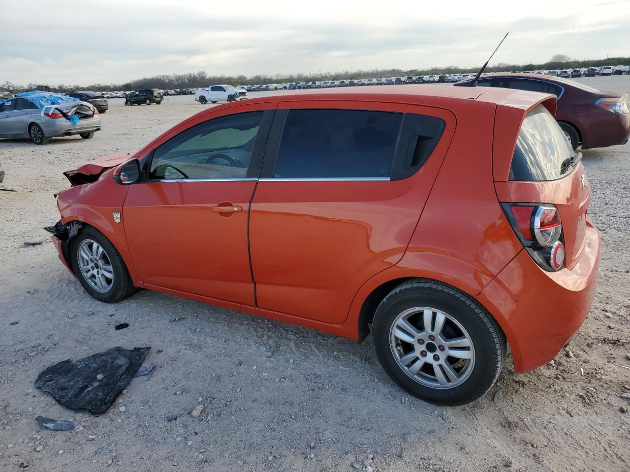 2012 Chevrolet Sonic VIN 1G1JD6SHXC4125785 Copart auction photo, front end / minor dent/scratches damage thumbnail 2