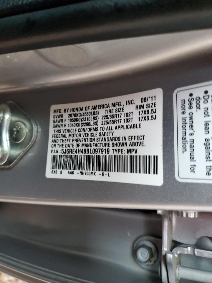 2011 Honda CR-V VIN 5J6RE4H48BL097919 Copart auction photo, front end damage thumbnail 14