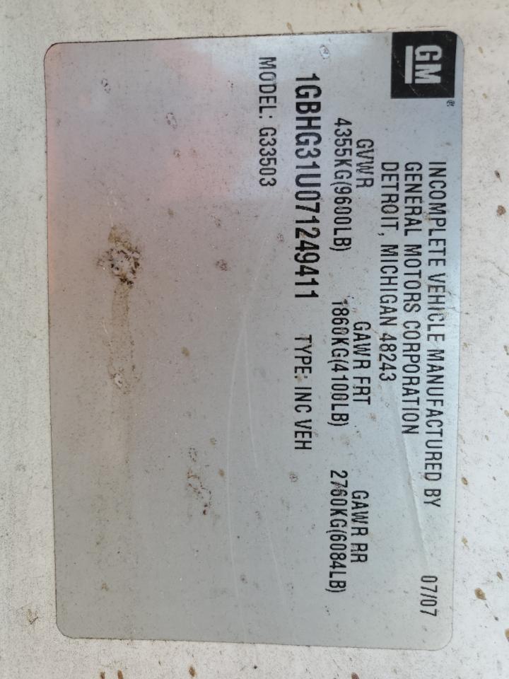 2007 Chevrolet Express VIN 1GBHG31U071249411 Copart auction photo, front end damage thumbnail 12