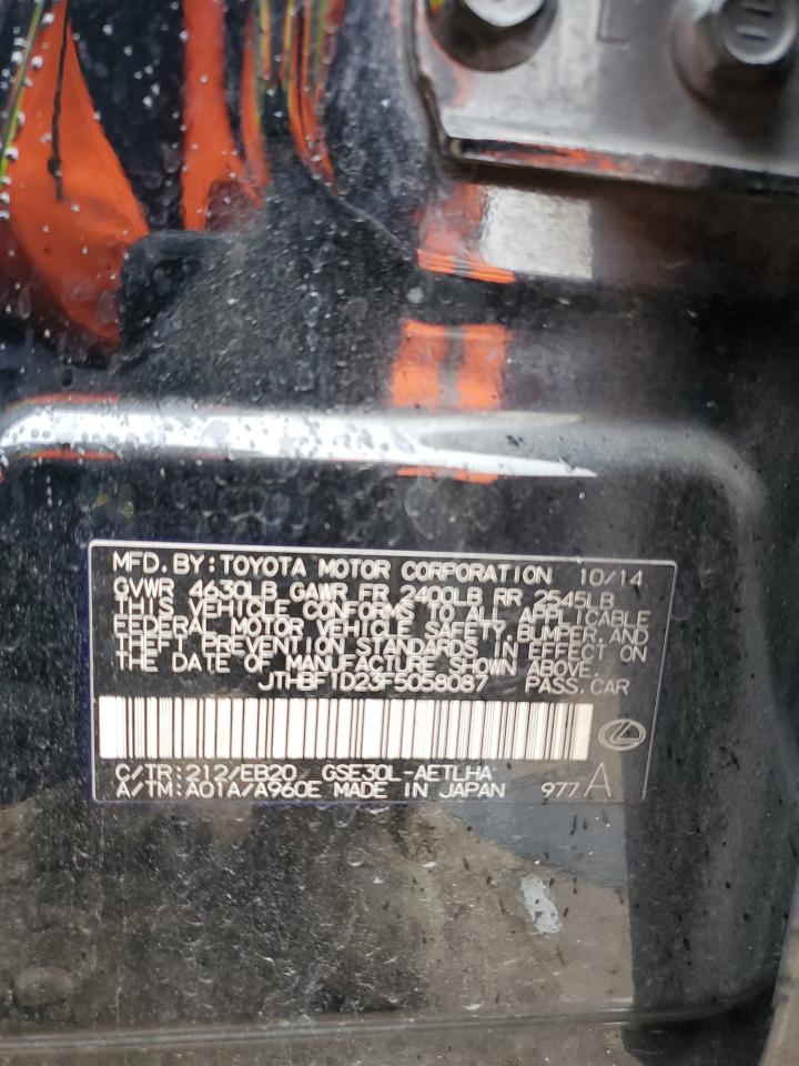 2015 Lexus IS VIN JTHBF1D23F5058087 Copart auction photo, front end / minor dent/scratches damage thumbnail 14