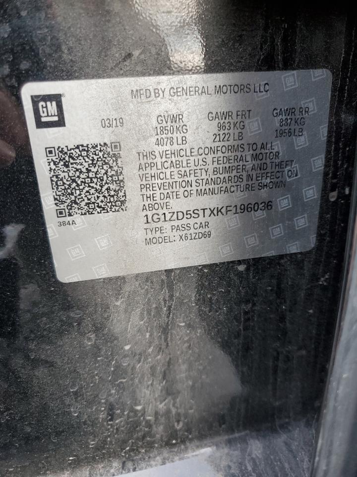 2019 Chevrolet Malibu VIN 1G1ZD5STXKF196036 Copart auction photo, side / rear end damage thumbnail 12