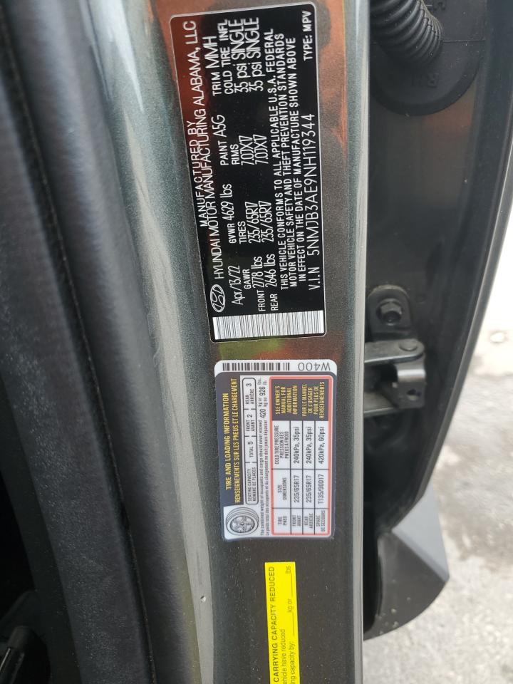 2022 Hyundai Tucson VIN 5NMJB3AE9NH119344 Copart auction photo, side / rear end damage thumbnail 13
