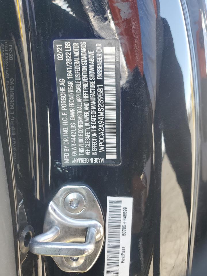 2021 Porsche 911 VIN WP0CA2A94MS239581 Copart auction photo, rear end damage thumbnail 13