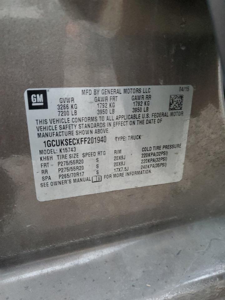 2015 Chevrolet Silverado VIN 1GCUKSECXFF201940 Copart auction photo, normal wear damage thumbnail 12