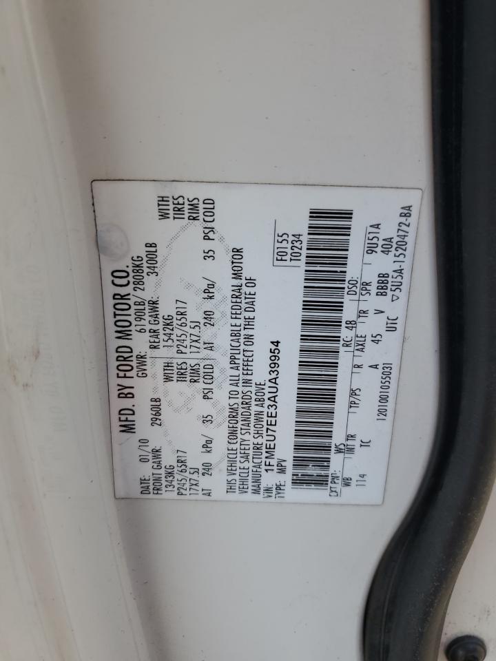 2010 Ford Explorer VIN 1FMEU7EE3AUA39954 Copart auction photo, front end / side damage thumbnail 14