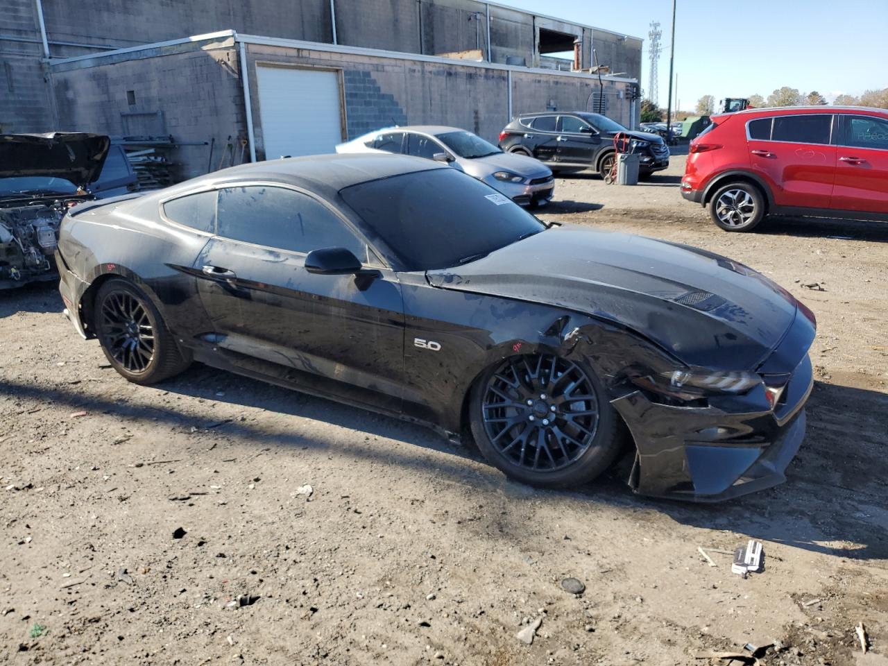 2019 Ford Mustang VIN 1FA6P8CF5K5160195 Copart auction photo, front end / undercarriage damage thumbnail 4