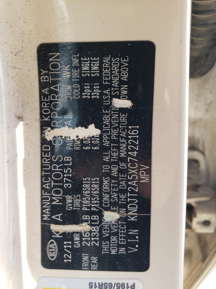 2012 KIA Soul VIN KNDJT2A5XC7422161 Copart auction photo, front end damage thumbnail 16