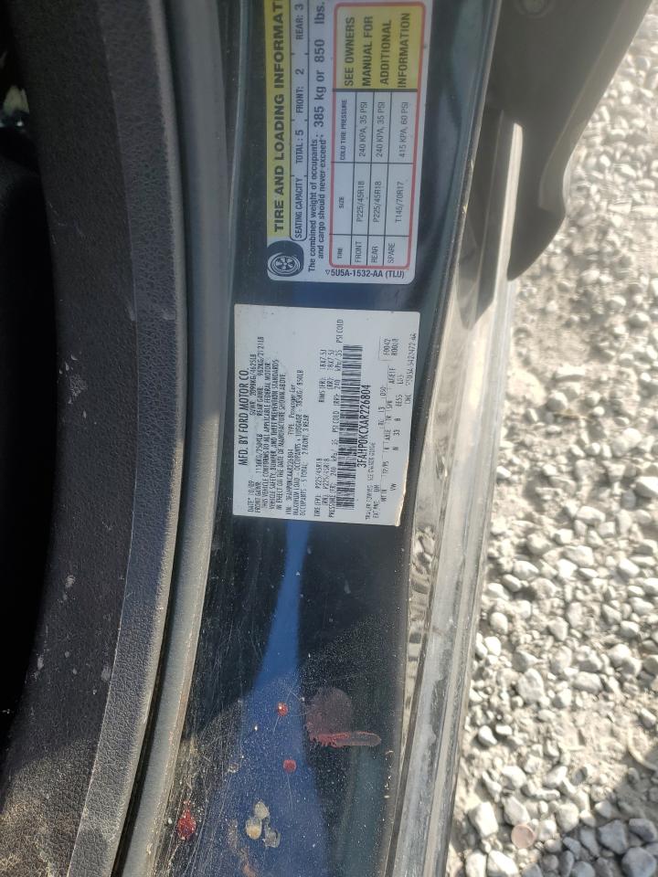 2010 Ford Fusion VIN 3FAHP0KCXAR226804 Copart auction photo, front end / rear end damage thumbnail 13
