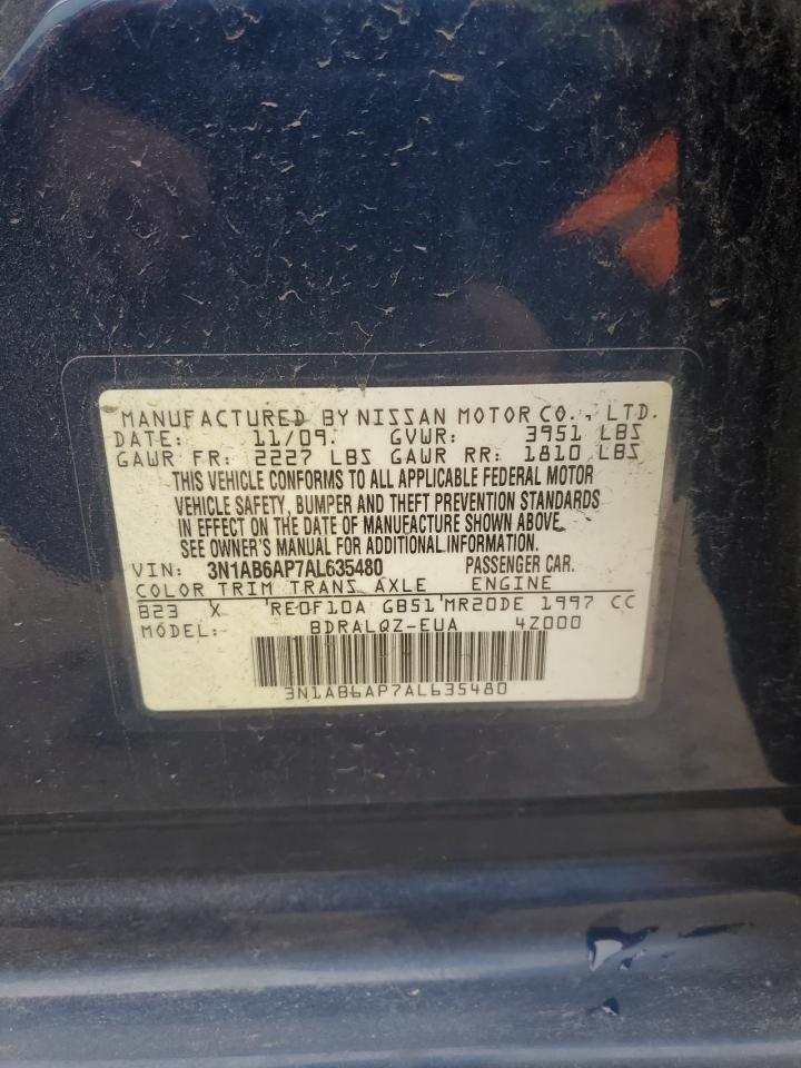 2010 Nissan Sentra VIN 3N1AB6AP7AL635480 Copart auction photo, front end / minor dent/scratches damage thumbnail 14