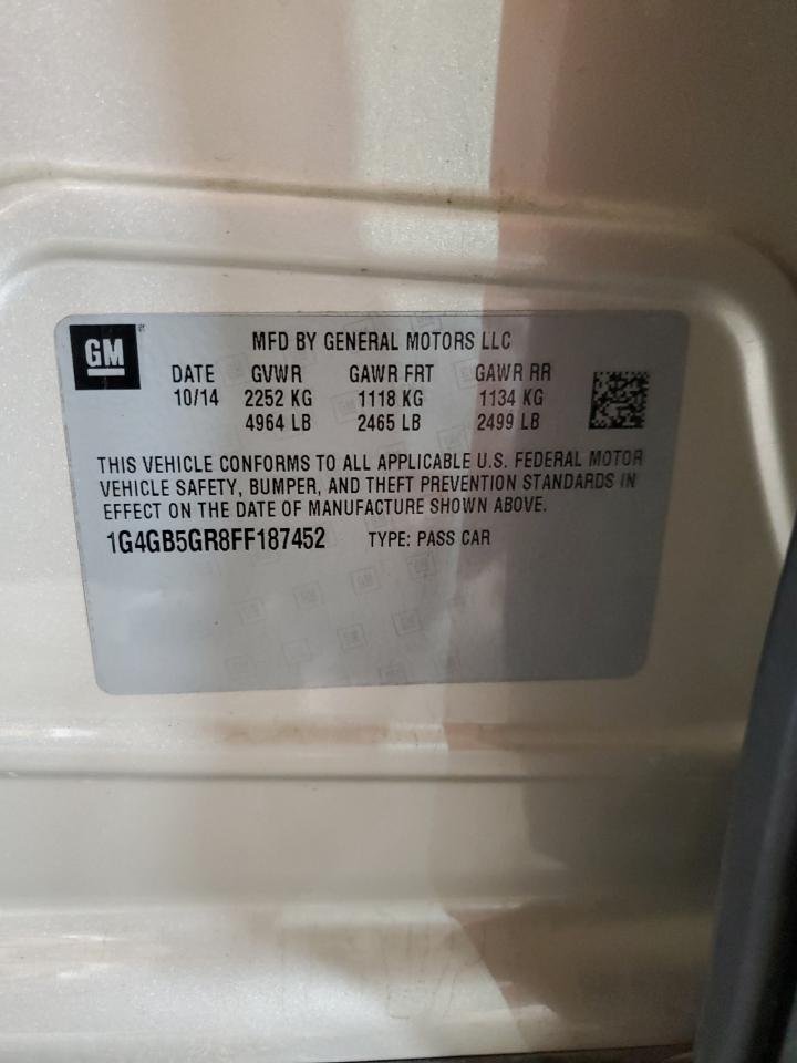 2015 Buick LaCrosse VIN 1G4GB5GR8FF187452 Copart auction photo, side / front end damage thumbnail 12