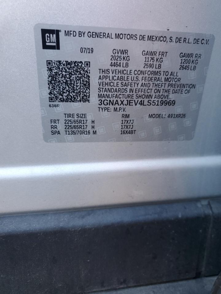 2020 Chevrolet Equinox VIN 3GNAXJEV4LS519969 Copart auction photo, front end damage thumbnail 13