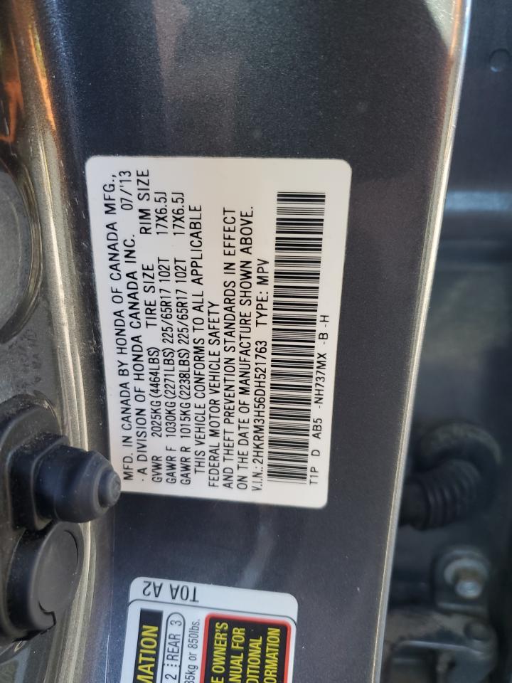 2013 Honda CR-V VIN 2HKRM3H56DH521763 Copart auction photo, side / all over damage thumbnail 14