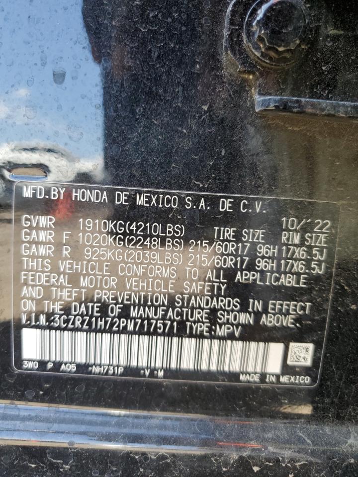 2023 Honda HR-V VIN 3CZRZ1H72PM717571 Copart auction photo, side damage thumbnail 15