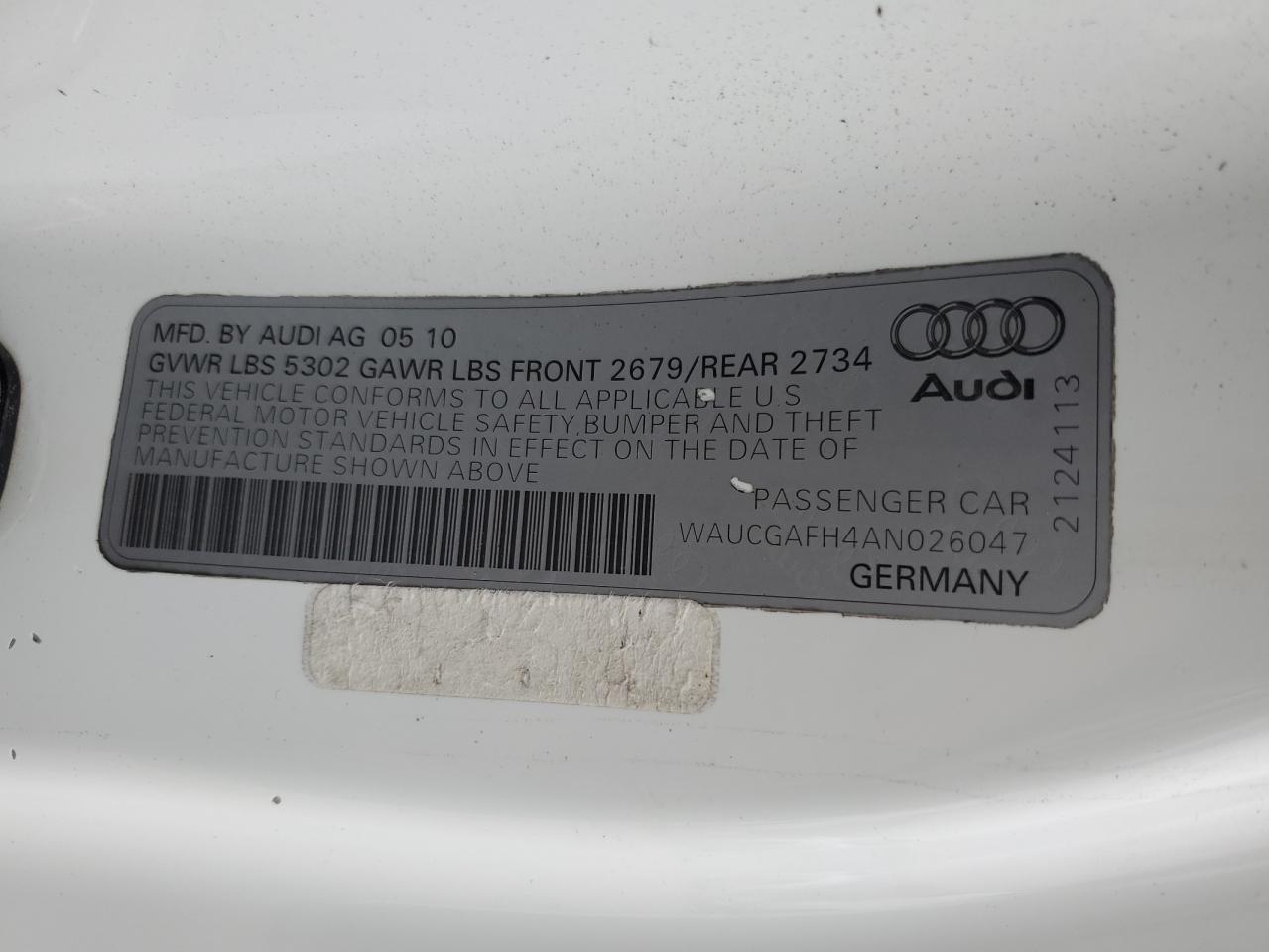 2010 Audi RS5 VIN WAUCGAFH4AN026047 Copart auction photo, hail damage thumbnail 12