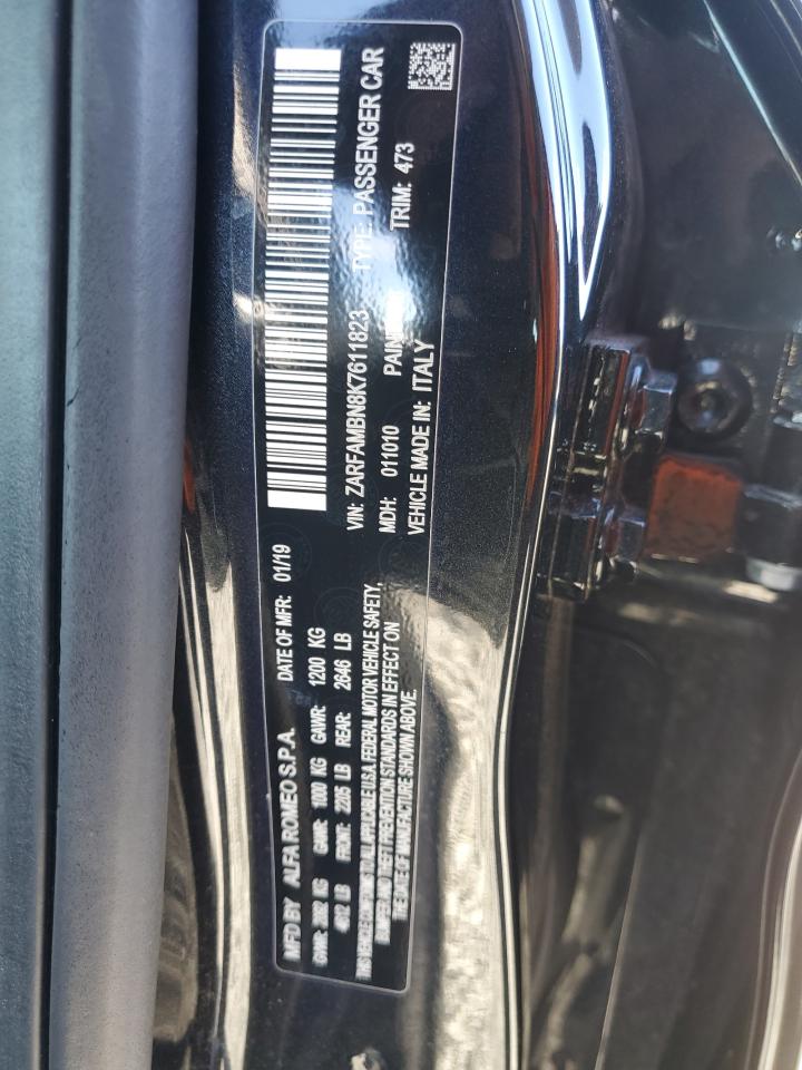 2019 Alfa Romeo Giulia VIN ZARFAMBN8K7611823 Copart auction photo, side / minor dent/scratches damage thumbnail 14