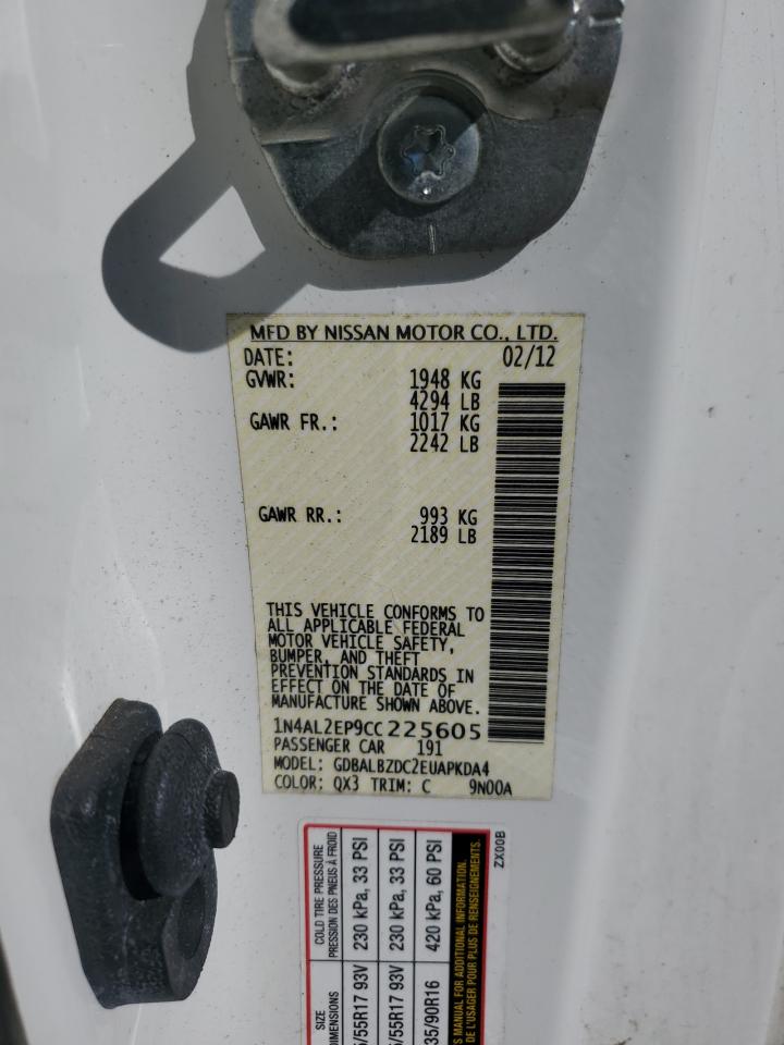 2012 Nissan Altima VIN 1N4AL2EP9CC225605 Copart auction photo, front end / rear end damage thumbnail 13