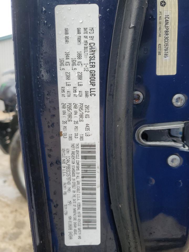 2012 Jeep Liberty (Patriot) VIN 1C4NJPBB3CD579749 Copart auction photo, front end damage thumbnail 12