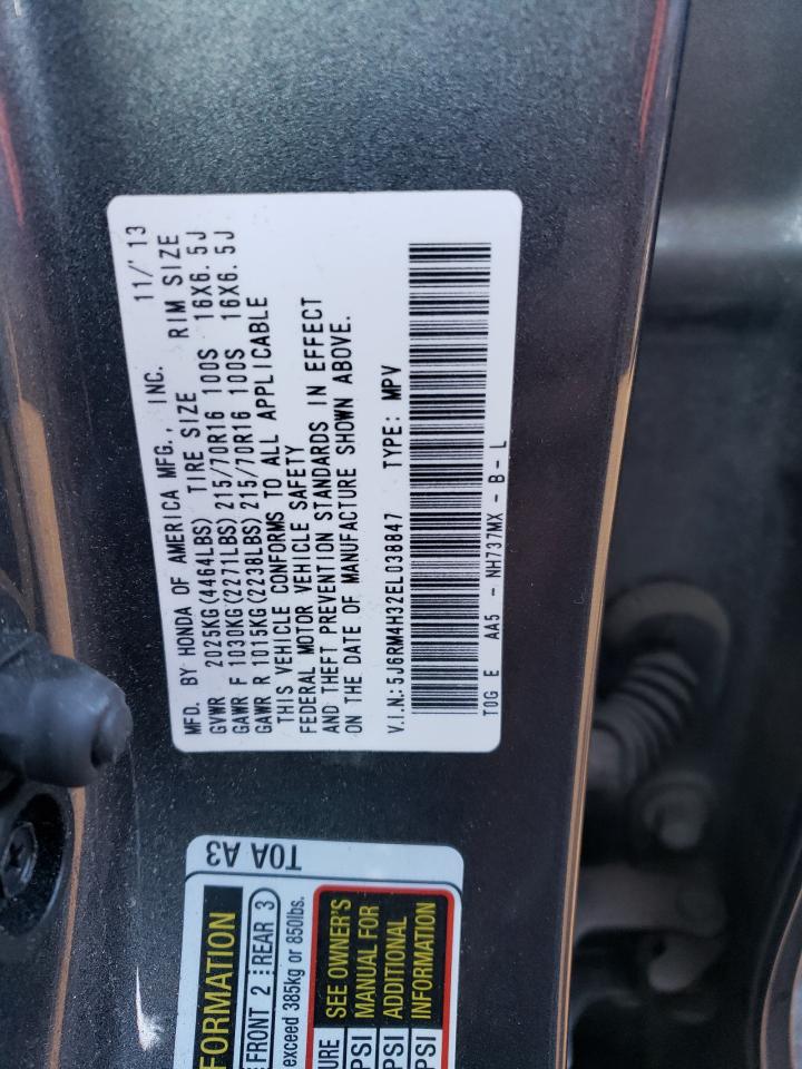 2014 Honda CR-V VIN 5J6RM4H32EL038847 Copart auction photo, rear end / minor dent/scratches damage thumbnail 13